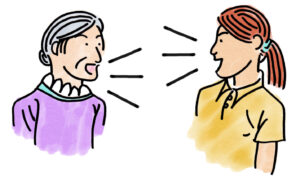 言語聴覚士が患者と話している様子(リハビリ)